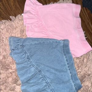 Girls Pink & Ruffled Skirt Set